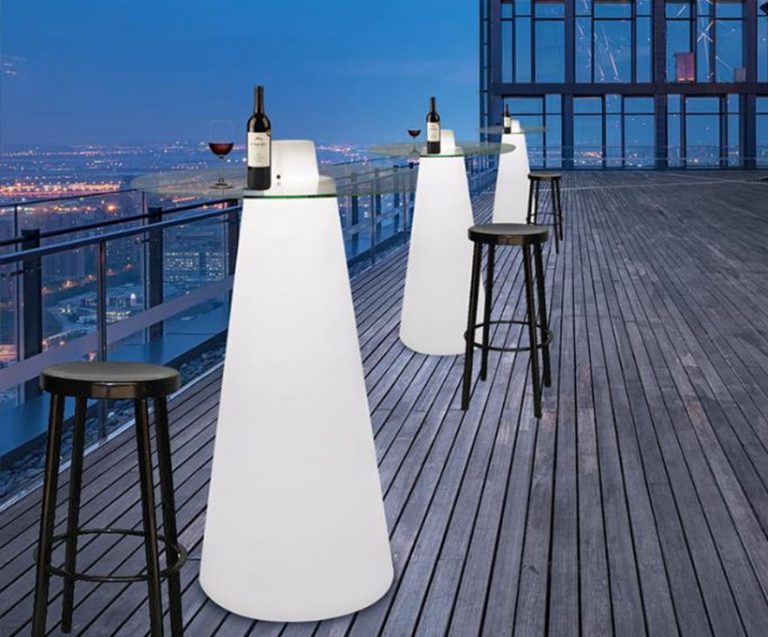 LED Cone Bar Table with Glass