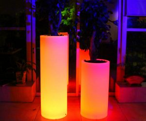 lighted pots outdoor